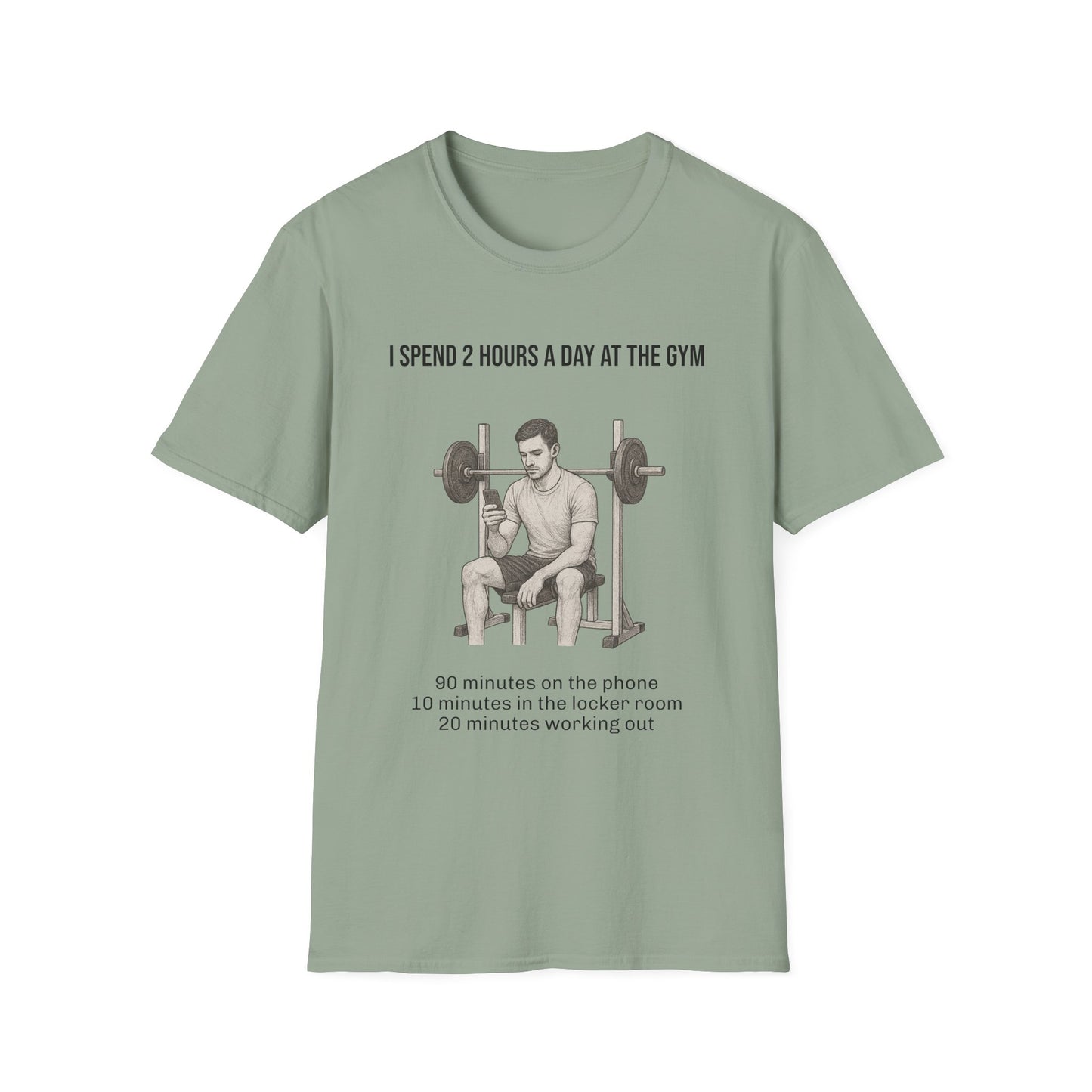 I spend 2 hours at the gym, Funny Gym T-Shirt, Workout Attire, Gift for Fitness Lovers, Unisex Casual Tee